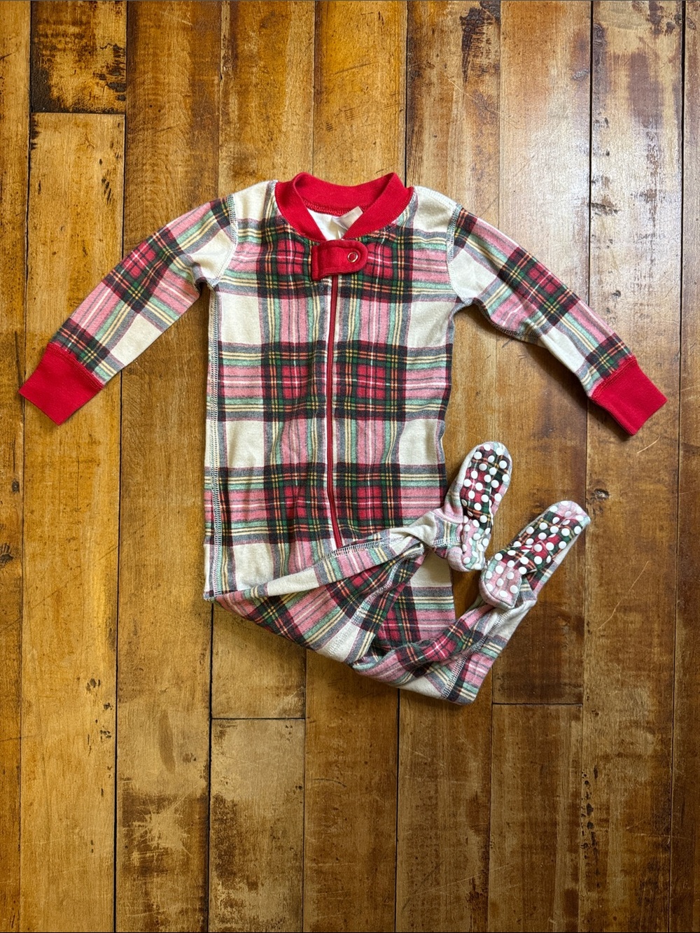 Hanna Andersson pajamas size 12 to 18 months Plaid Footed cotton Christmas